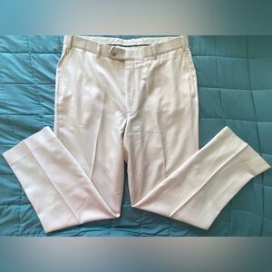 Vtg Brooks Brothers Wool Pants Mens 37x32 Ivory Cream Beige Pleated Trousers